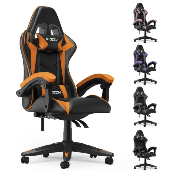 Gaming Chair with Headrest and Lumbar Support – Ergonomic PU Leather Racing Chair for Office