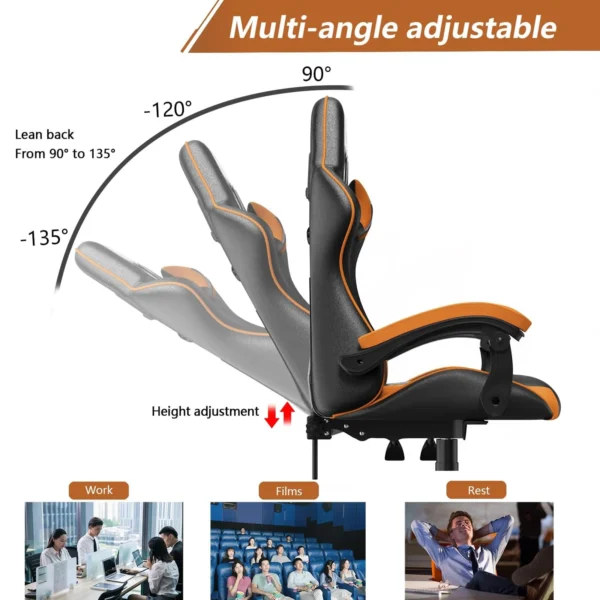 Gaming Chair with Headrest and Lumbar Support – Ergonomic PU Leather Racing Chair for Office - Image 6