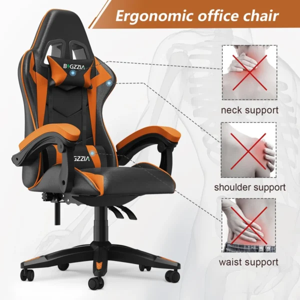 Gaming Chair with Headrest and Lumbar Support – Ergonomic PU Leather Racing Chair for Office - Image 3