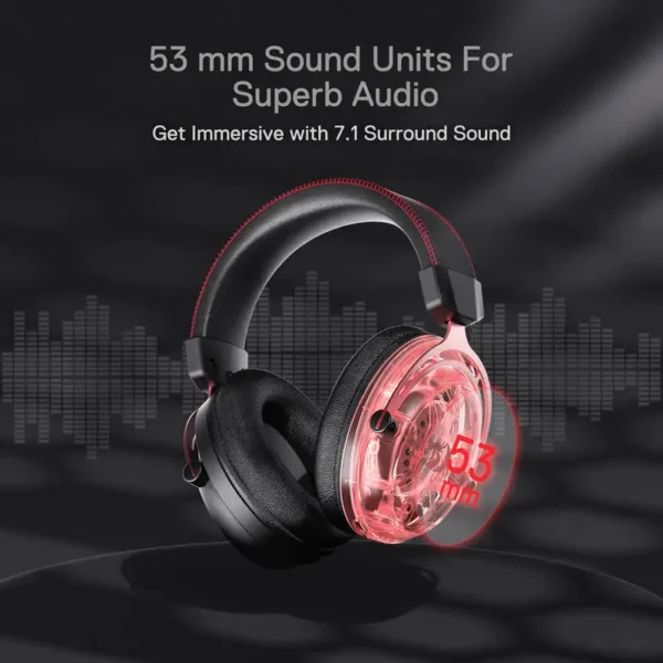 Redragon H386 USB Diomedes Wired Gaming Headset 7.1 Surround Sound  53MM Drivers Detachable Microphone Headphone - Image 6