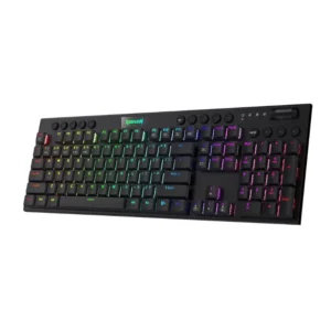 Redragon K618 Horus Wireless RGB Mechanical Keyboard, Bluetooth/2.4Ghz/Wired Low Profile Gaming Keyboards, Brown/Blue Switch