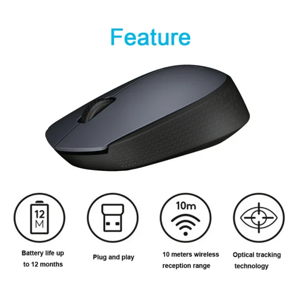 Logitech M170 Wireless Mouse – 2.4GHz Optical, 3 Buttons, Nano Receiver for PC & Laptop - Image 5