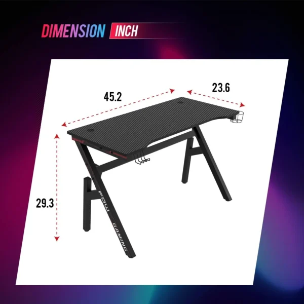 47-Inch Modern Ergonomic Gaming Desk – Computer Desk for Home Office, Oversized Black Design - Image 3