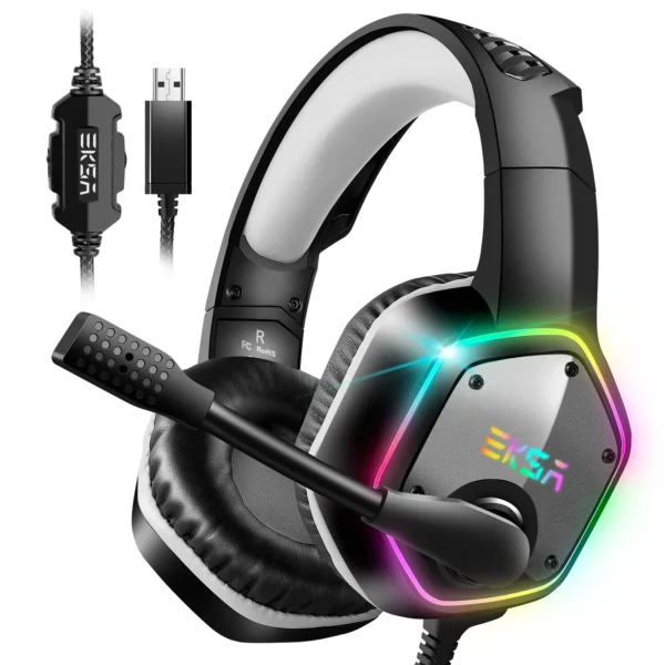 EKSA E1000 Gaming Headset – 7.1 Surround Sound Wired Gaming Headphones with Noise-Cancelling Mic for PC, PS4, and PS5 - Image 9