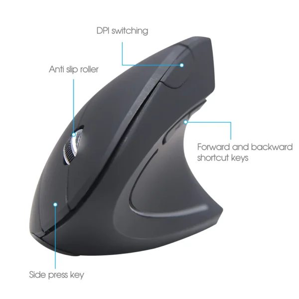 Wireless Vertical Mouse Gaming Mouse USB Computer Mice Ergonomic Desktop Upright Mouse 1600 DPI for PC Laptop Office Home - Image 4