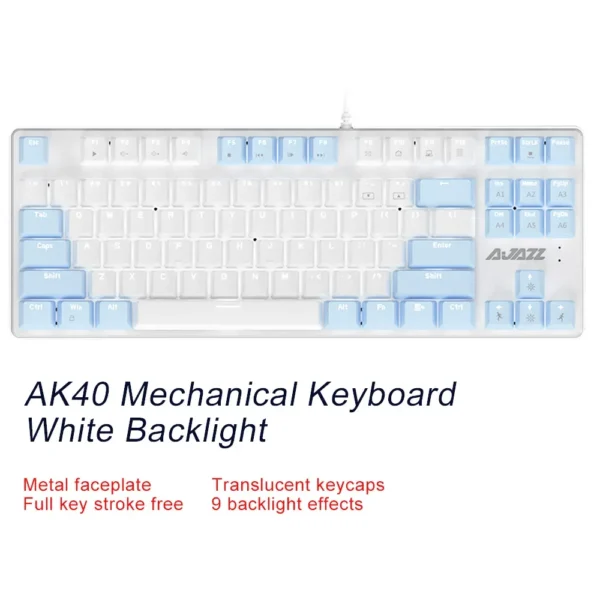 Ajazz AK40 USB Gaming Mechanical Keyboard – 87 Keys, Backlit, Type-C Wired - Image 7