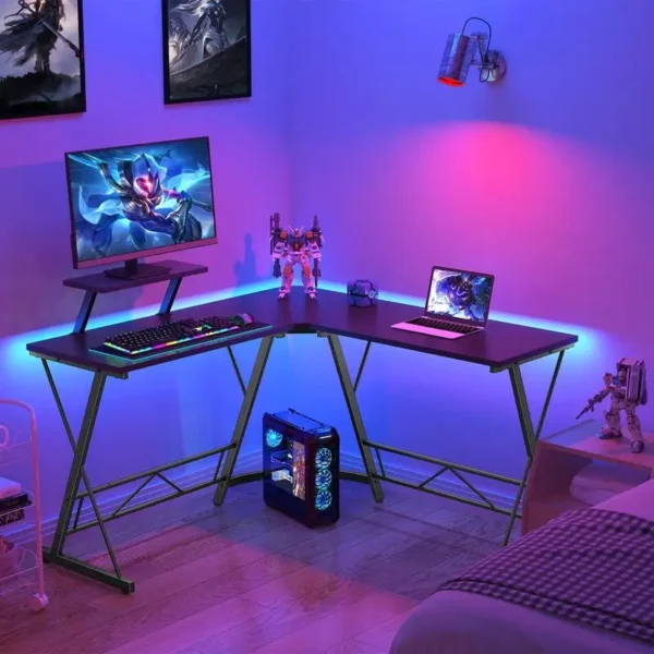 Gaming Furniture Gamer Desk – L-Shaped Corner Computer Desk with Thick Tabletop - Image 2