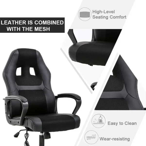 BestOffice PC Gaming Chair – Massage Office Chair with Ergonomic PU Leather Racing Design - Image 5