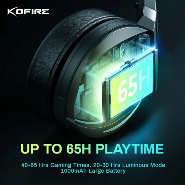 Kofire UG-06 Wireless Gaming Headset 2.4G 25ms Low Latency Bluetooth Headphones ENC Mic RGB Light 65H Wired Gamer PC PS5 Switch - Image 5