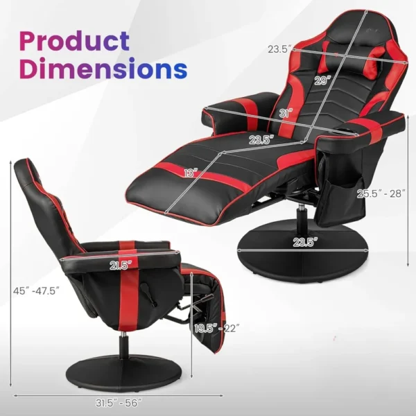 Gaming Chair with Massage and Cup Holder – Height Adjustable - Image 5