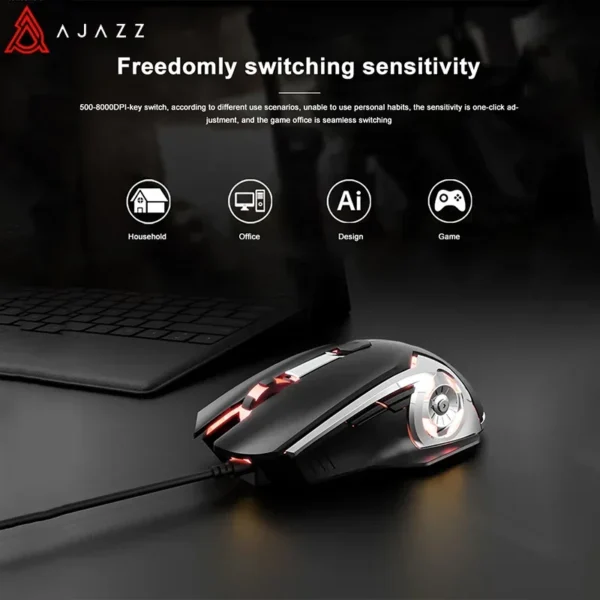 AJAZZ AJ120 Gaming Mouse – Wired USB 6 Buttons, 8000 DPI - Image 5