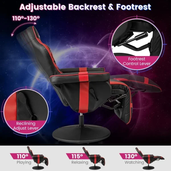 Gaming Chair with Massage and Cup Holder – Height Adjustable - Image 4