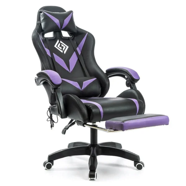 RGB Light Gaming Chair – Ergonomic Office Chair with 2-Point Massage, 135° Reclining, and Footrest for Gamers - Image 9