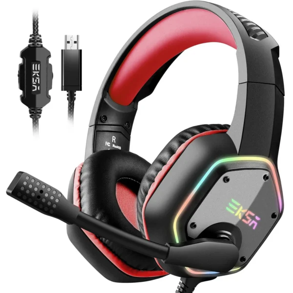 EKSA E1000 Gaming Headset – 7.1 Surround Sound Wired Gaming Headphones with Noise-Cancelling Mic for PC, PS4, and PS5 - Image 7