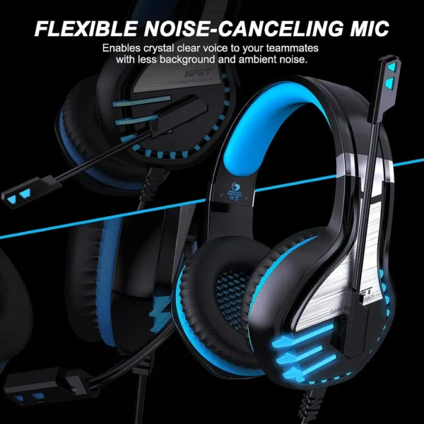 NPET HS10 Stereo Gaming Headset for PS4 PC Xbox One PS5 Controller, Blue - Image 6