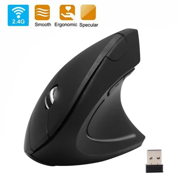 Wireless Vertical Mouse Gaming Mouse USB Computer Mice Ergonomic Desktop Upright Mouse 1600 DPI for PC Laptop Office Home