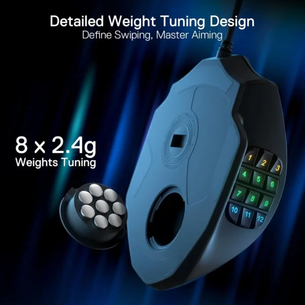 Redragon M908 RGB Backlight LED USB Wired Gaming Mouse 18 Programmable Mouse Buttons 12400 DPI - Image 3