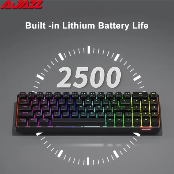 AJAZZ AK692 Gaming Mechanical Keyboard RGB 68 Keys Hot Swap Custom Keyboard Bluetooth Wireless Keyboards for PC Laptop Computer - Image 4