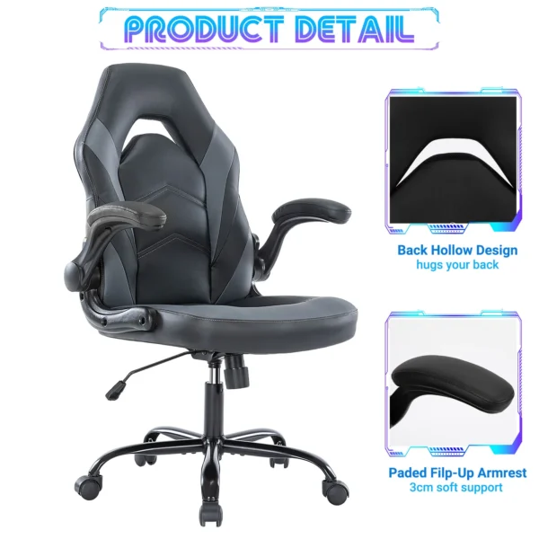 JHK Ergonomic Gaming Desk Chair – Adjustable, PU Leather for Home Office  - Image 4