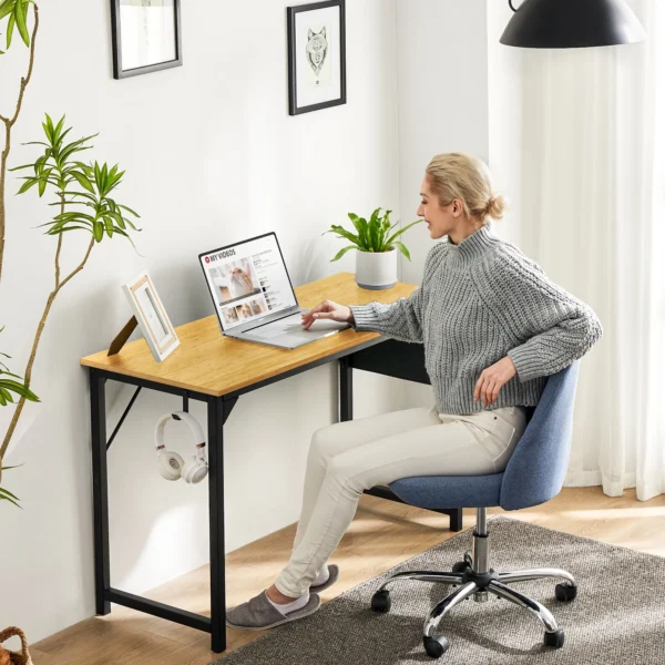 JHK Computer Desk – Modern Simple Style Writing, Study, Office, and Gaming Table with Side Bag and Headphone Hook - Image 2