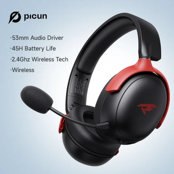 Picun G3 2.4GHz Wireless Gaming Headset Low Latency 53mm 3D Spatial Audio ENC Mic HD Call Bluetooth Headphone - Image 7