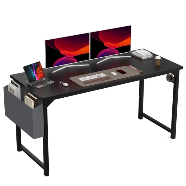 JHK Computer Desk – Modern Simple Style Writing, Study, Office, and Gaming Table with Side Bag and Headphone Hook - Image 13