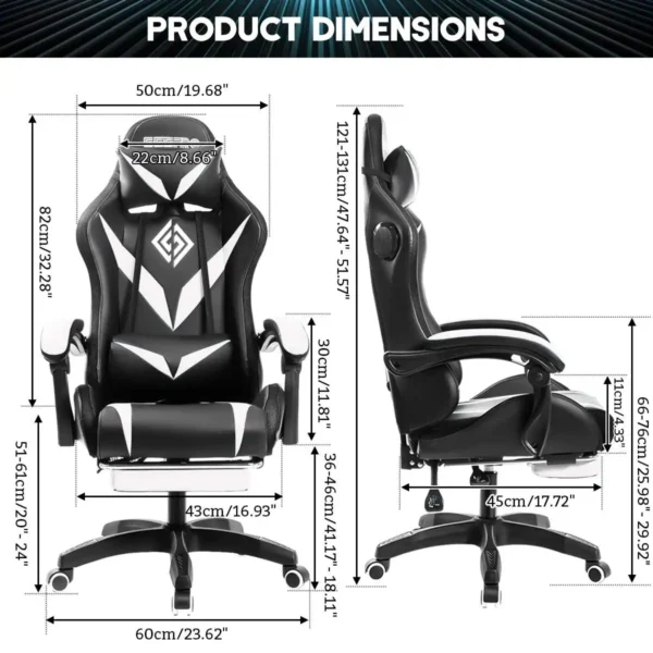 135° Gaming Chair with RGB Lights – Ergonomic Office Chair with Bluetooth Speaker - Image 6