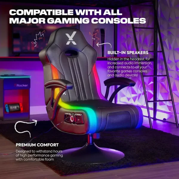 X Rocker Torque Pedestal Gaming Chair – 2.1 Bluetooth Wireless Chair with Subwoofer, Vibration - Image 5