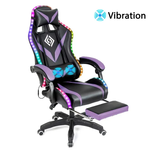 135° Gaming Chair with RGB Lights – Ergonomic Office Chair with Bluetooth Speaker - Image 9