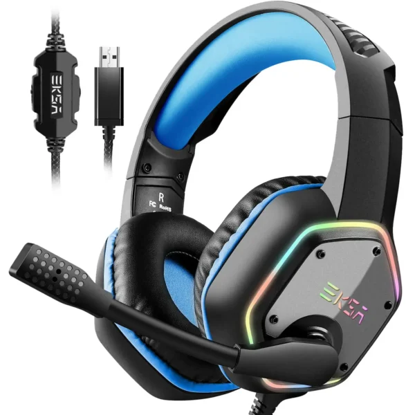 EKSA E1000 Gaming Headset – 7.1 Surround Sound Wired Gaming Headphones with Noise-Cancelling Mic for PC, PS4, and PS5 - Image 10