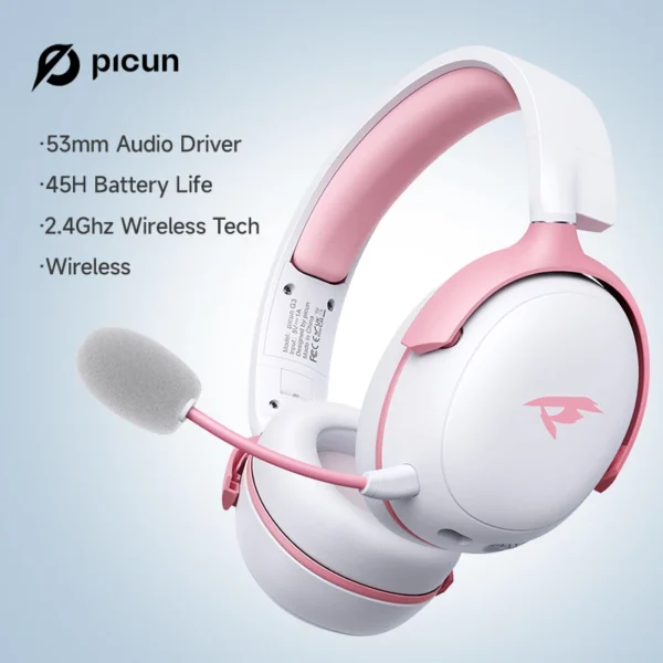 Picun G3 2.4GHz Wireless Gaming Headset Low Latency 53mm 3D Spatial Audio ENC Mic HD Call Bluetooth Headphone - Image 9