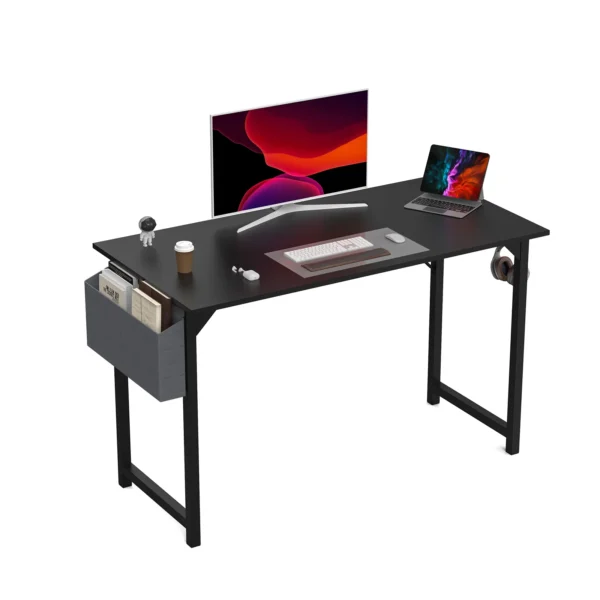 JHK Computer Desk – Modern Simple Style Writing, Study, Office, and Gaming Table with Side Bag and Headphone Hook - Image 8