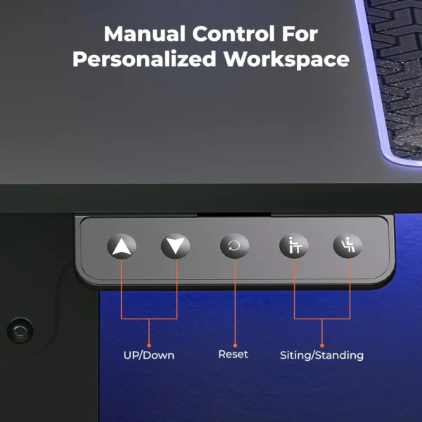 4-Leg Standing Desk with Dual Motor – 63×30 Inch Electric Height Adjustable Gaming Desk with Splice Board - Image 5