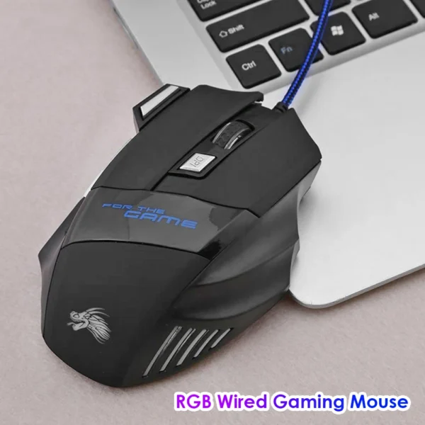 Wired Gaming Mouse – 7 Button, Adjustable 5500 DPI, Backlit Optical Mouse for PC Gamers - Image 3