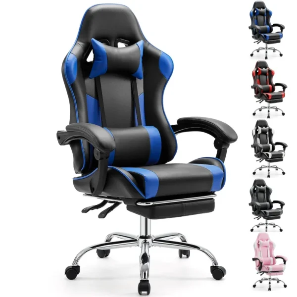 JHK Ergonomic Racing Gaming Chair – Adjustable Swivel PU Leather Chair with Headrest