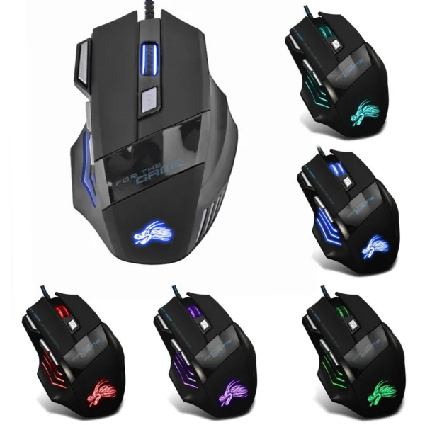 Wired Gaming Mouse – 7 Button, Adjustable 5500 DPI, Backlit Optical Mouse for PC Gamers