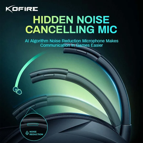 Kofire UG-06 Wireless Gaming Headset 2.4G 25ms Low Latency Bluetooth Headphones ENC Mic RGB Light 65H Wired Gamer PC PS5 Switch - Image 4