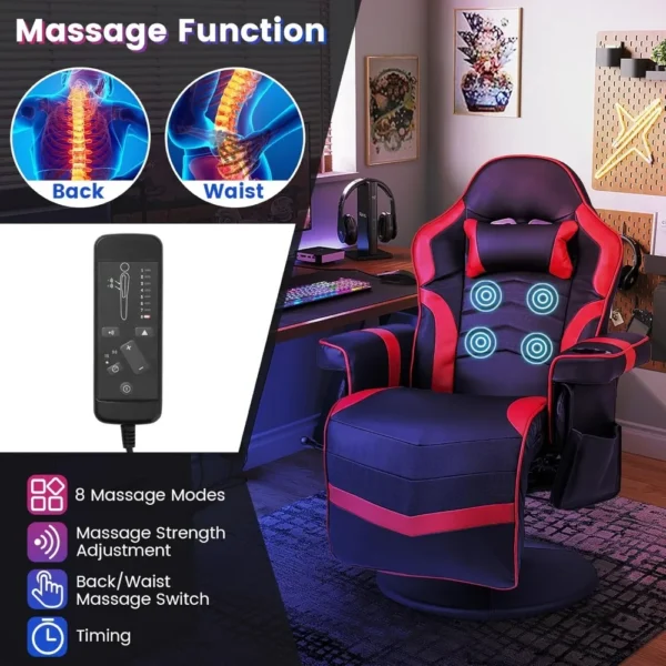 Gaming Chair with Massage and Cup Holder – Height Adjustable - Image 3