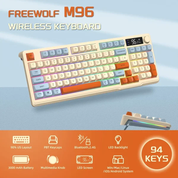 MAMBASNAKE x ZIYOU LANG M96 Wireless Gaming Keyboard – Knob Control - Image 2