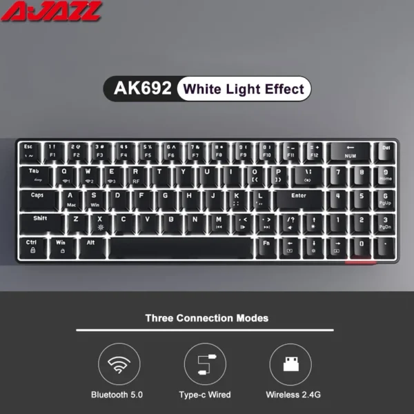 AJAZZ AK692 Gaming Mechanical Keyboard RGB 68 Keys Hot Swap Custom Keyboard Bluetooth Wireless Keyboards for PC Laptop Computer - Image 7