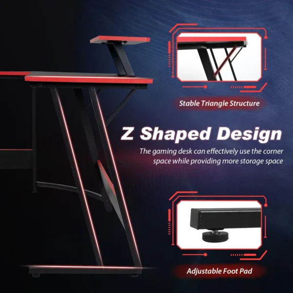 L-Shaped Corner Gaming Desk – Large Desktop Computer Desk multi purpose - Image 5