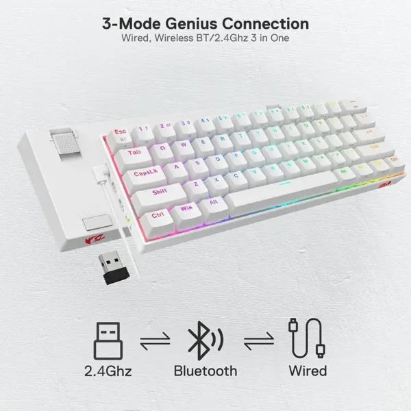 Redragon K530 Pro Draconic 61 Keys – 60% Wireless RGB Mechanical Keyboard - Image 6