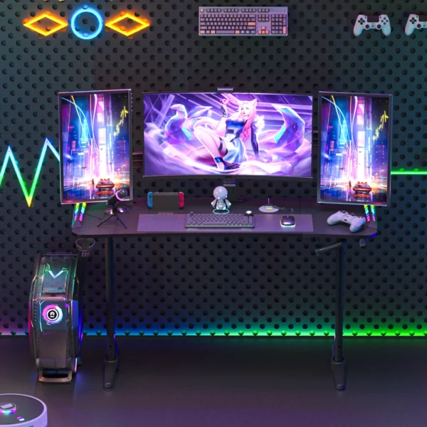 Height Adjustable Gaming Desk – Standing Desk with RGB LED Lights for Gaming - Image 3