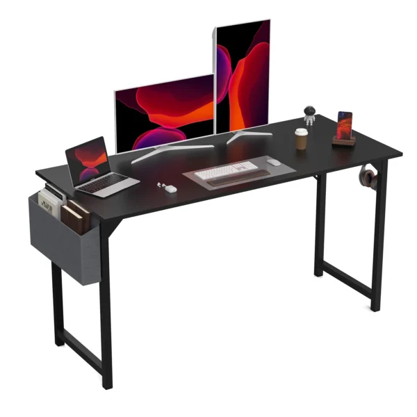 JHK Computer Desk – Modern Simple Style Writing, Study, Office, and Gaming Table with Side Bag and Headphone Hook - Image 10