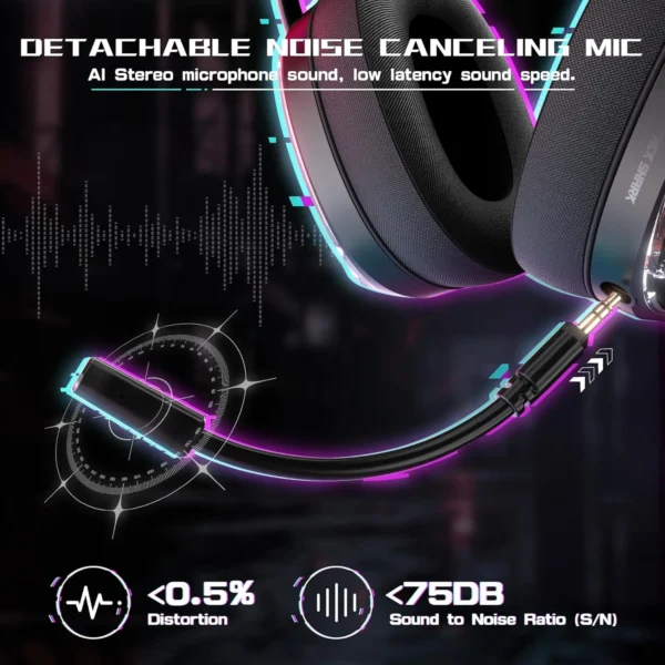 MAMBASNAKE x ATTACK SHARK L60 Lightweight Wireless Gaming Headset – Over-Ear, Wired/BT/2.4G Tri-Mode Connectivity - Image 3