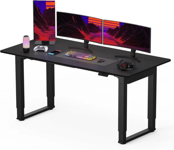 4-Leg Standing Desk with Dual Motor – 63×30 Inch Electric Height Adjustable Gaming Desk with Splice Board