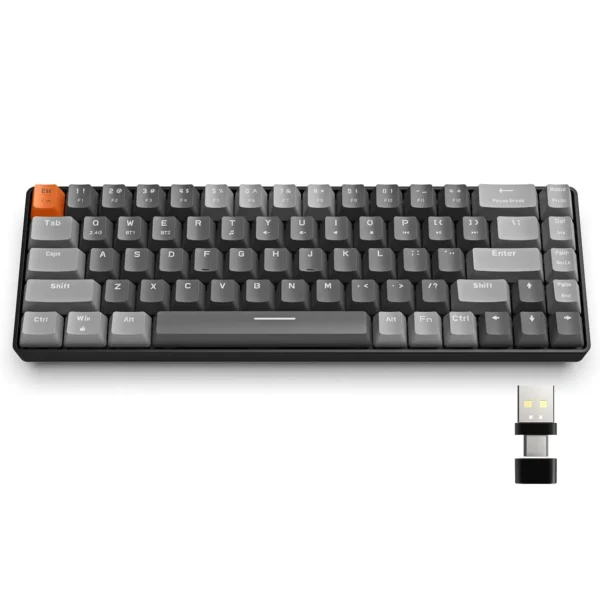 RK68 60% Wireless Mechanical Keyboard, Bluetooth 5.0/2.4GHz with Dual Mode 2-in-1 Receiver, 68-Key Hot-Swappable Gaming Keyboard - Image 8