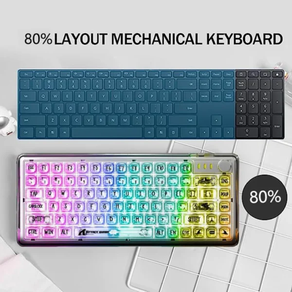 TKL Hot Swappable Wired Gaming Keyboard – Transparent Keycaps - Image 2