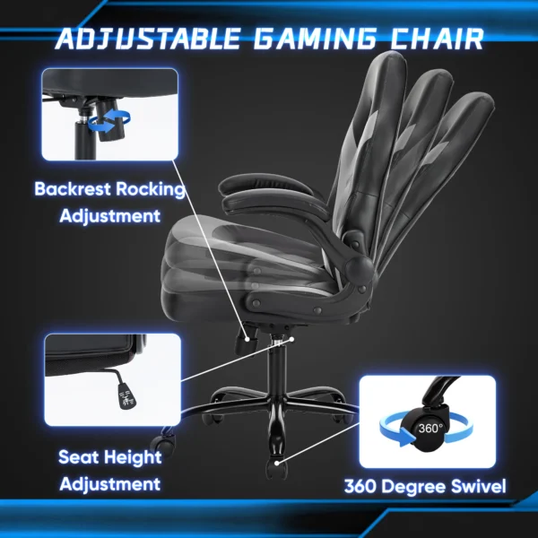 JHK Ergonomic Gaming Desk Chair – Adjustable, PU Leather for Home Office  - Image 6