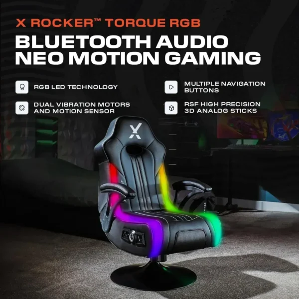 X Rocker Torque Pedestal Gaming Chair – 2.1 Bluetooth Wireless Chair with Subwoofer, Vibration - Image 3